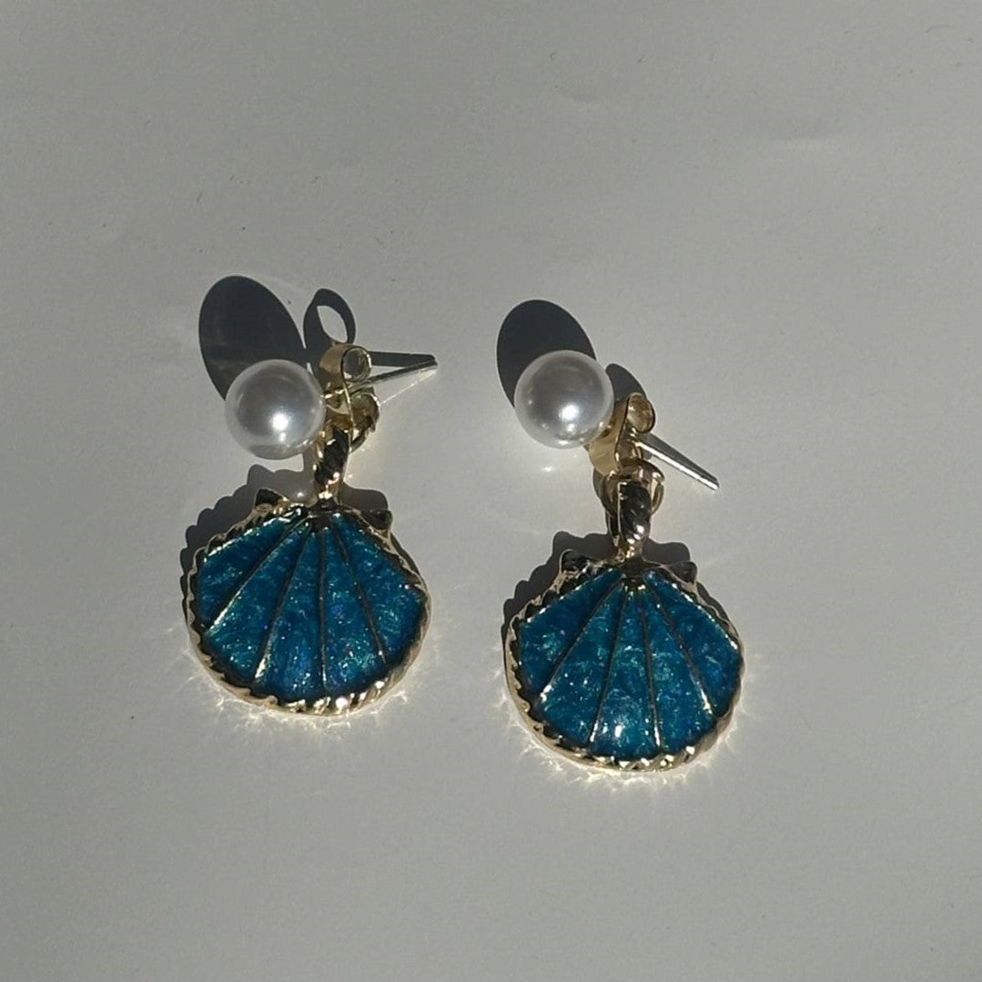 Blue Clam Earrings