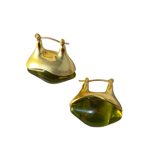 Sage Drop Hoop Earrings