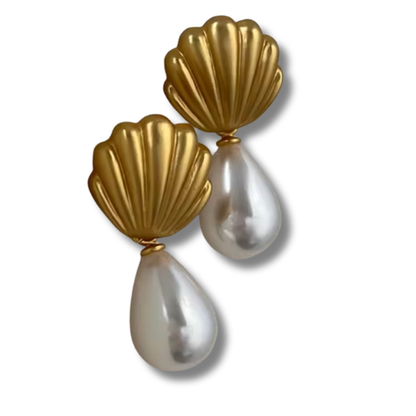 Pearl Clam Earrings