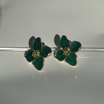 Green Dogwood Earrings