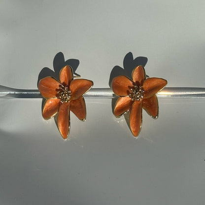 Orange Dogwood Earrings