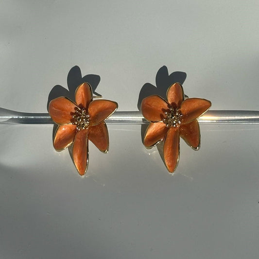 Orange Dogwood Earrings